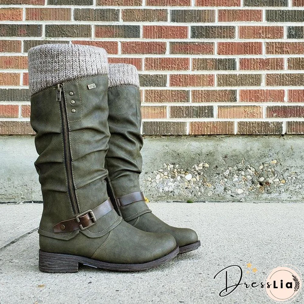 Daily Leather Low Heel Boots