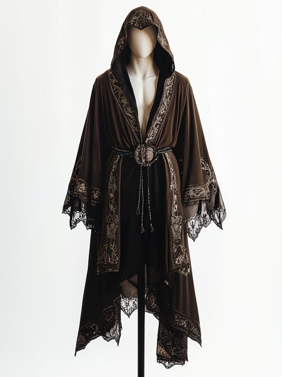 Hooded lace lace embroidery hooded robe cape b59f