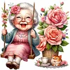 Happy Old Lady On Swing-11CT Stamped Cross Stitch 45*45cm/17.72*17.72in