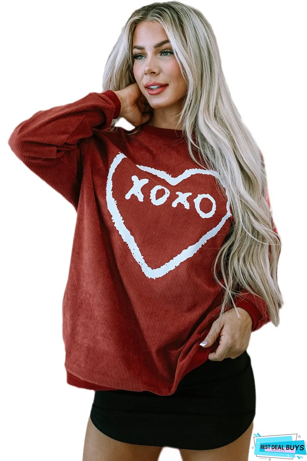 XOXO Heart Graphic Corded Sweatshirt