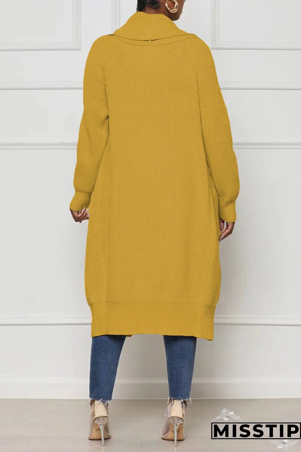 Black Casual Solid Patchwork Cardigan Collar Outerwear