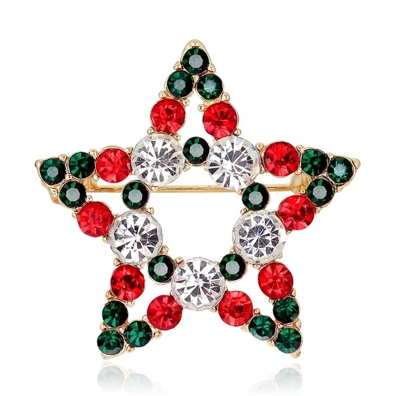 Fashion Pin Santa Claus Star Elk Alloy Plating Rhinestones Women’S Brooches