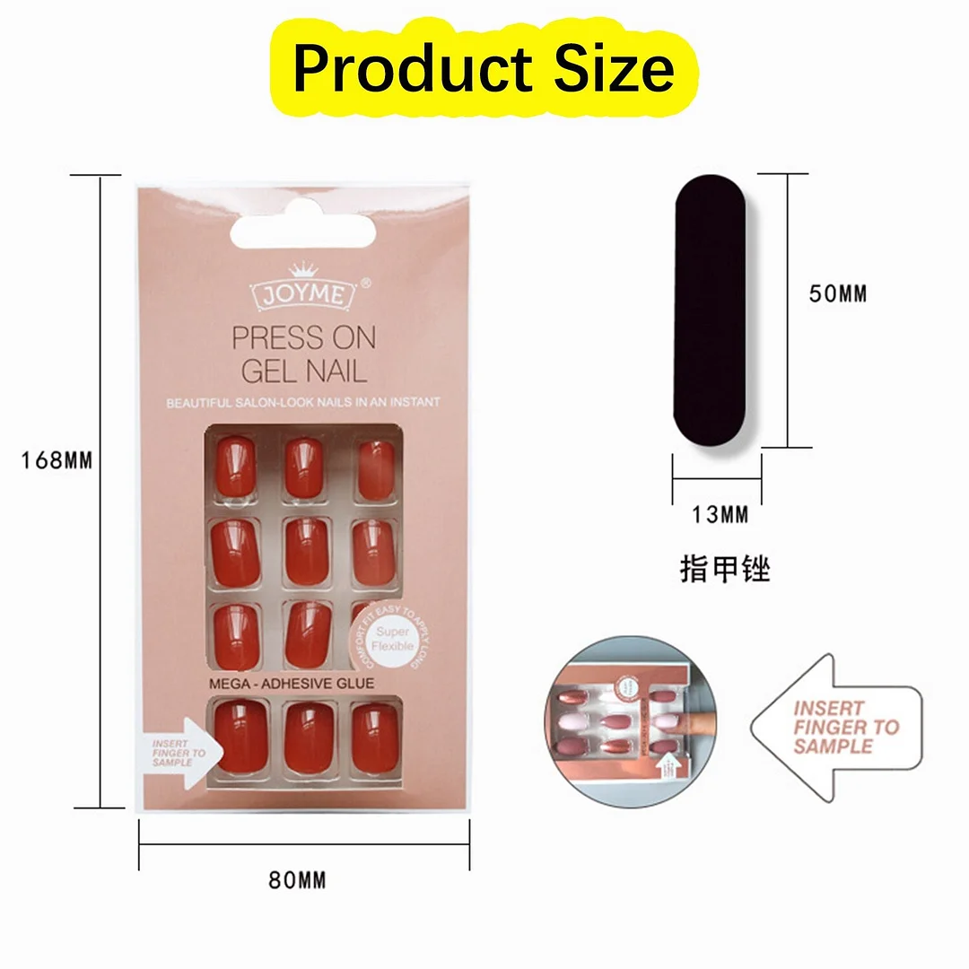 24Pcs Nails Art Fake Nail Tips False Press on Coffin with Glue Stick Designs Clear Display Short Set Full Cover Artificial Squar-Nail Inspo