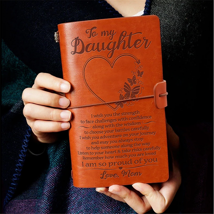 To My Daughter Leather Journal Gift From Mom