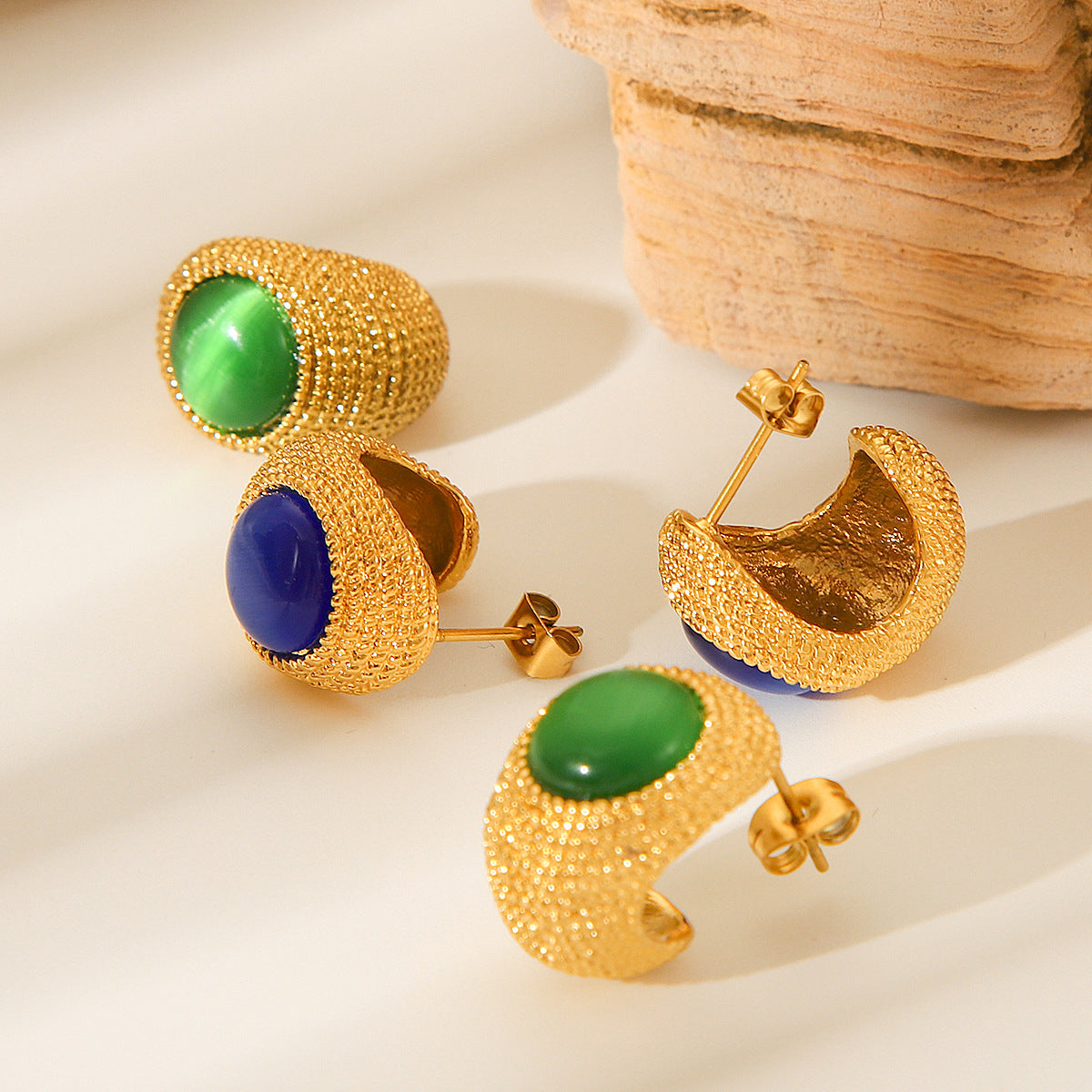 IG Style Circle Geometric Droplet Stainless Steel Electroplating Earrings