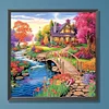 Paysage De Village-Peinture Diamant En Forme Sp&eacute;ciale-40*40CM