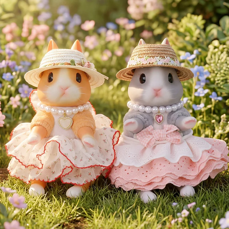 [Pre-Order] Babeside 8" Twin Bunny Doll Set &ndash; Cute Dress-Up Rabbit Pair Gift for Kids