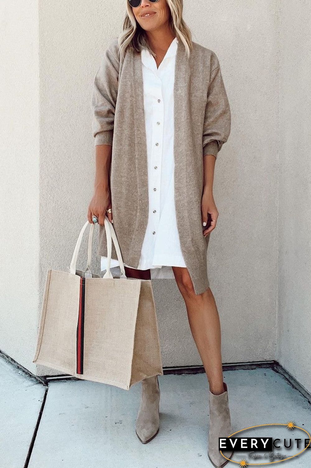 Casual Solid Cardigan Collar Outerwear