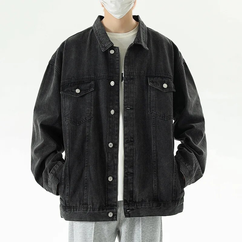 New Fall Vintage Denim Jacket Men's Fashion Brand All Loose Casual Jacket