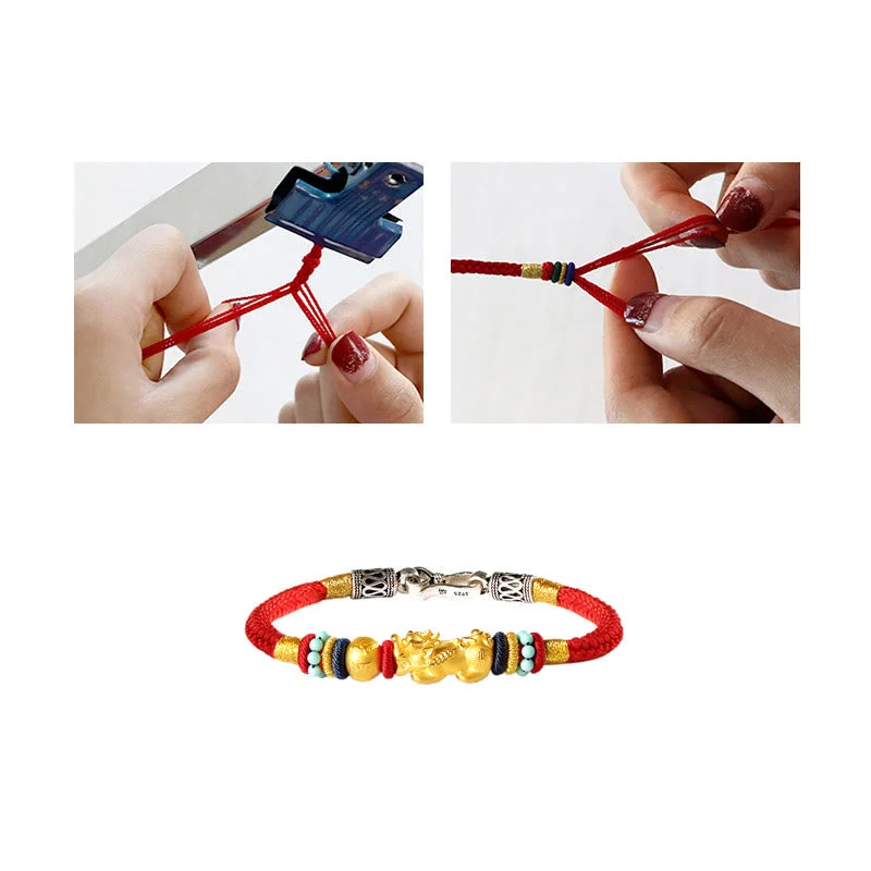 999 Gold PiXiu Om Mani Padme Hum Wealth String Braided Couple Bracelet
