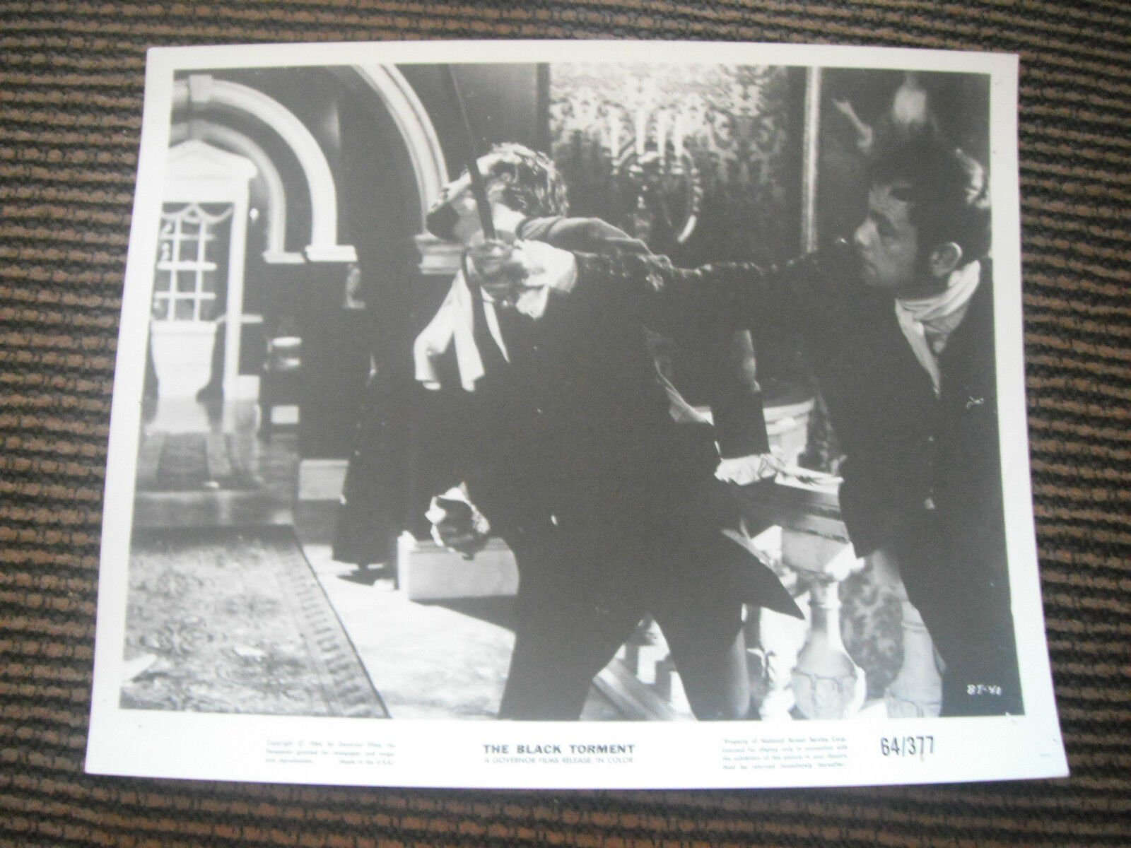 The Black Torment 64 Sword Fight 8x10 B&W Promo Photo Poster painting Lobby Card