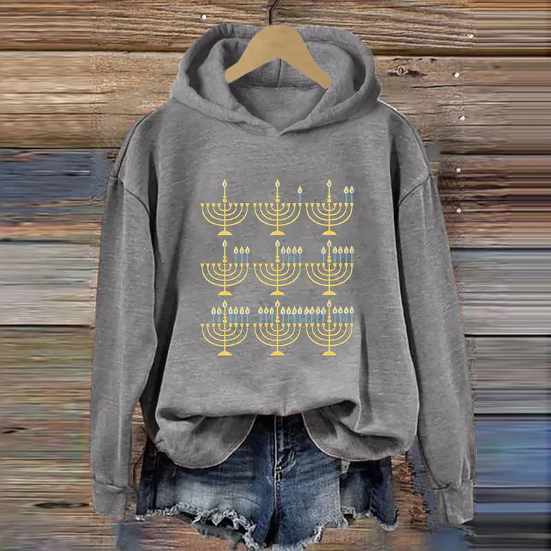 Women's Happy Hanukkah Print Hoodie