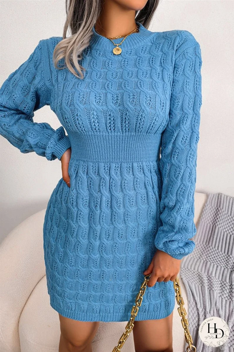 Fashion Casual Solid Patchwork O Neck Long Sleeve Dresses(3 Colors)