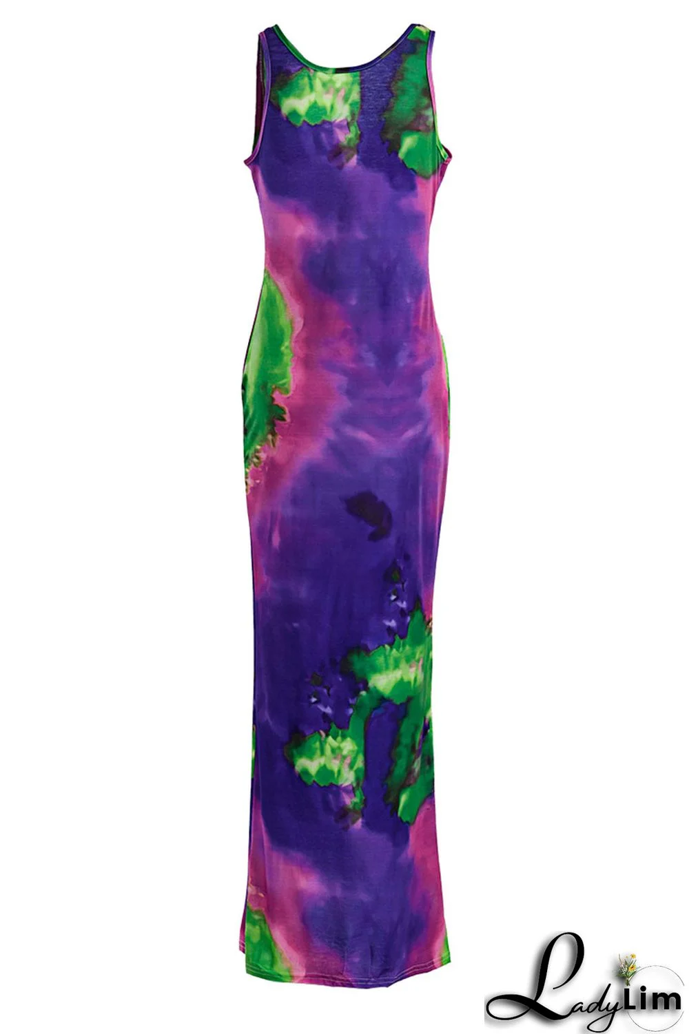 Rose Red Casual Print Tie Dye Patchwork U Neck Straight Dresses