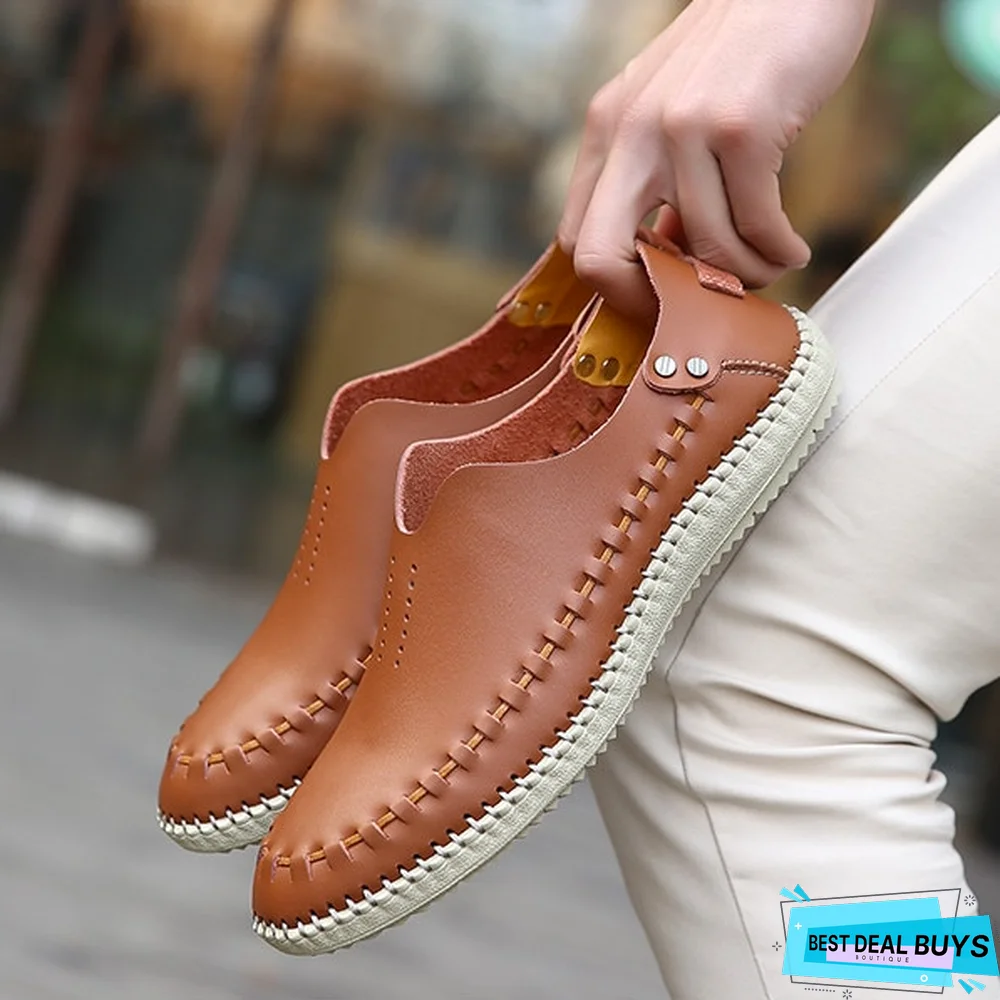 Men's Genuine Leather Flats Moccasins Loafers Driving Shoes
