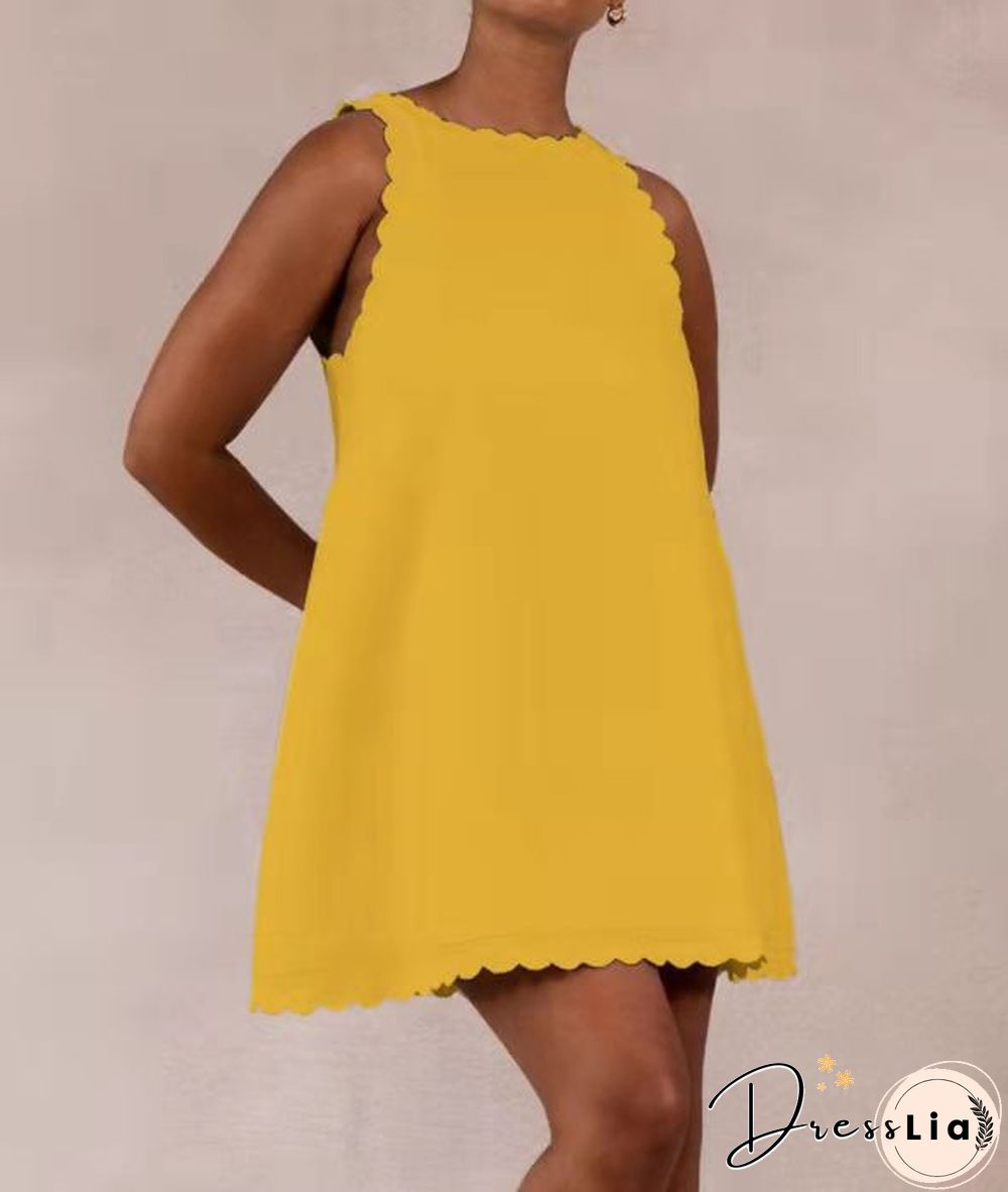 Casual Cotton And Linen Solid Color Embroidered Flounces Women's Dress White Dresses