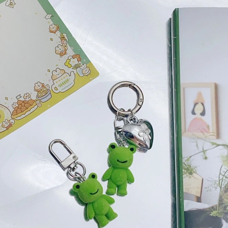 Cute Sweet Frog Alloy Flocking Bag Pendant Keychain