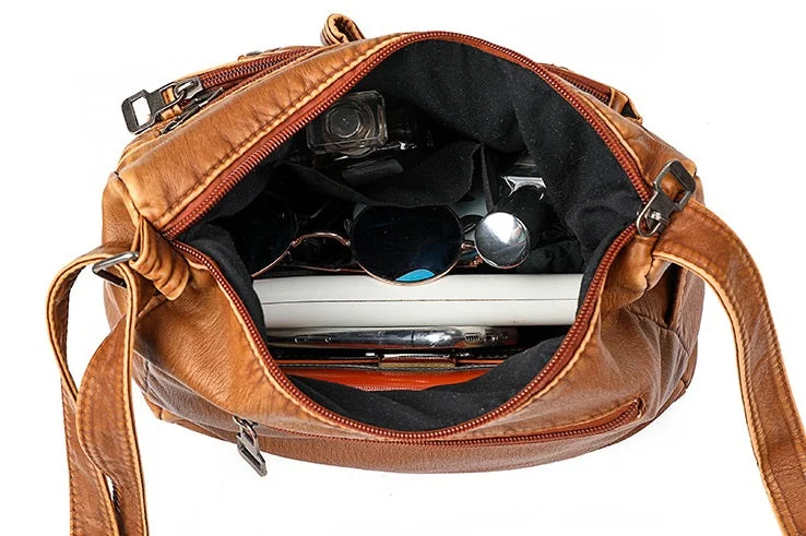 Vintage Studded Washed Leather Baggy Bag