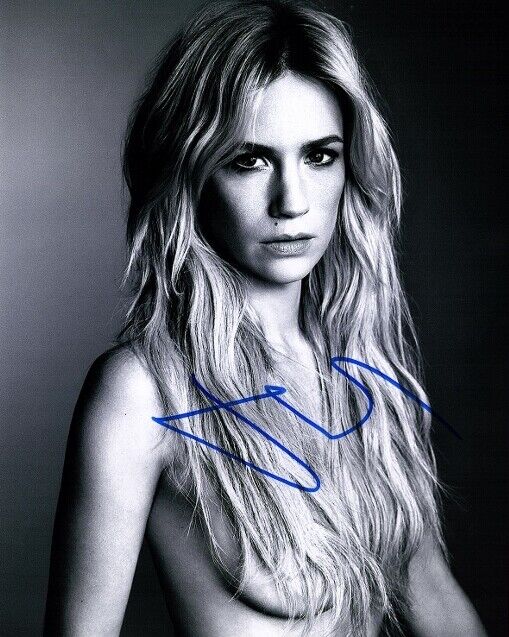 January Jones Signed Sexy B+W 8x10 inch Photo Poster painting - The Last Man on Earth - MAD MEN