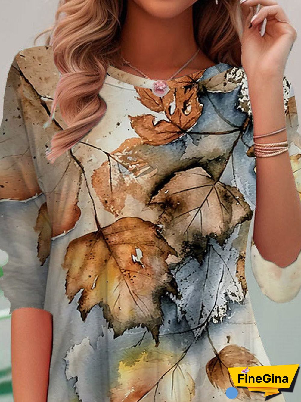 Women's Long Sleeve Scoop Neck Floral Printed Top