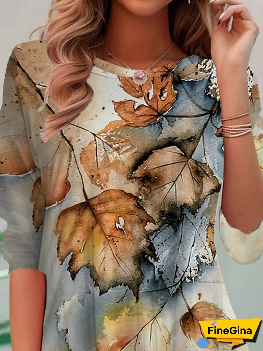 Women's Long Sleeve Scoop Neck Floral Printed Top