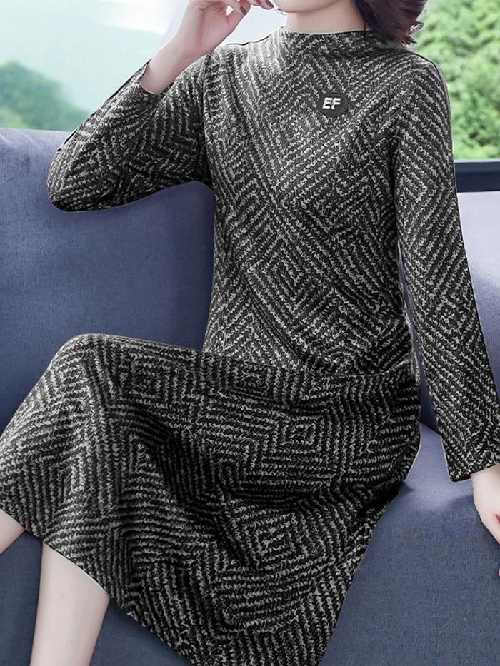 Fashion Long Plus Velvet Thick Red Dress