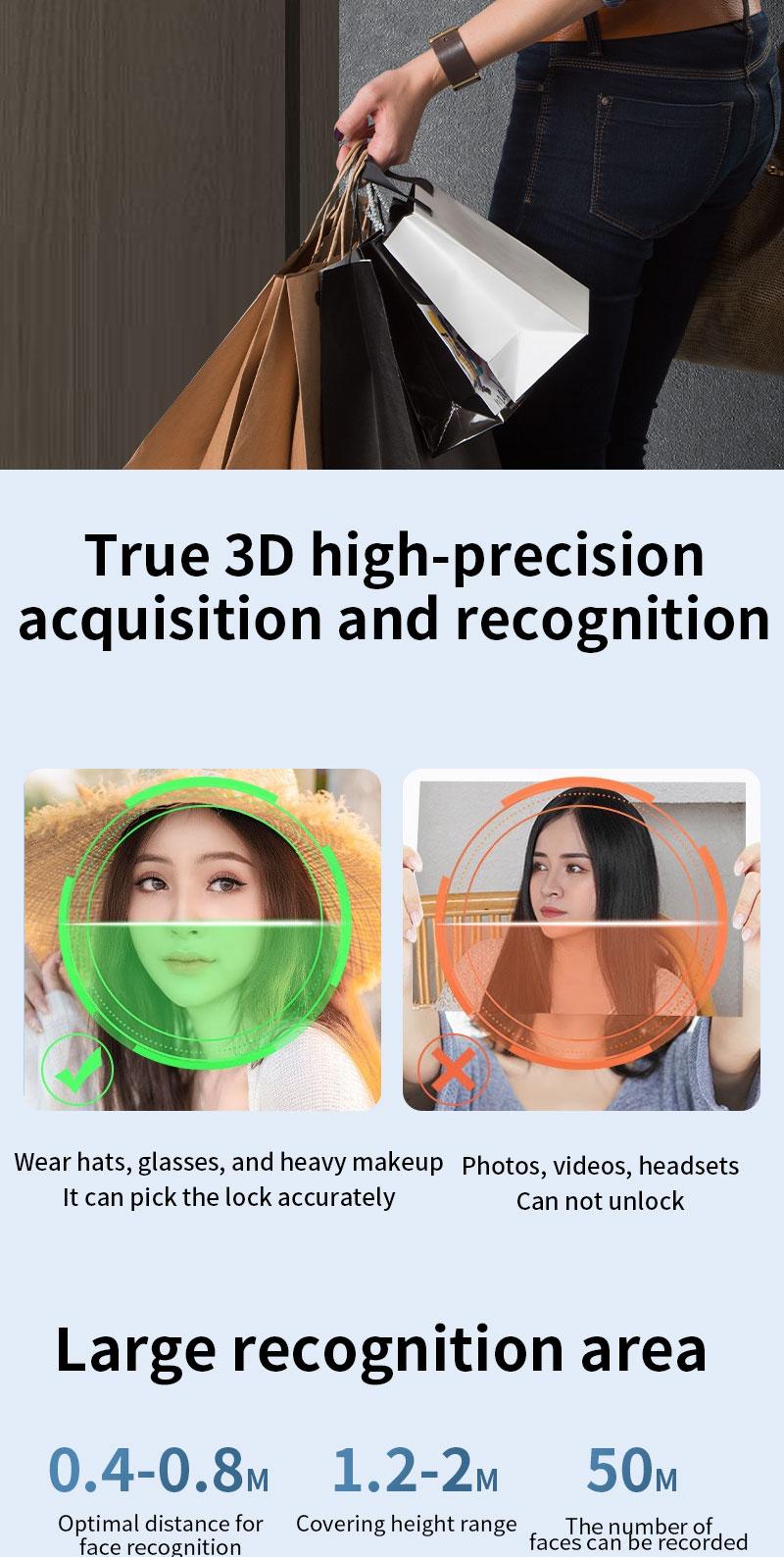 Product Introduction of Puxin DF65 3D Face & Fingerprint Smart Lock - Wi-Fi Enabled, Battery/USB Powered, HD Display, Aluminum Alloy Door Lock for Home Security 3