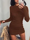 Solid Color Bodycon Long Sleeves Mini Dress
