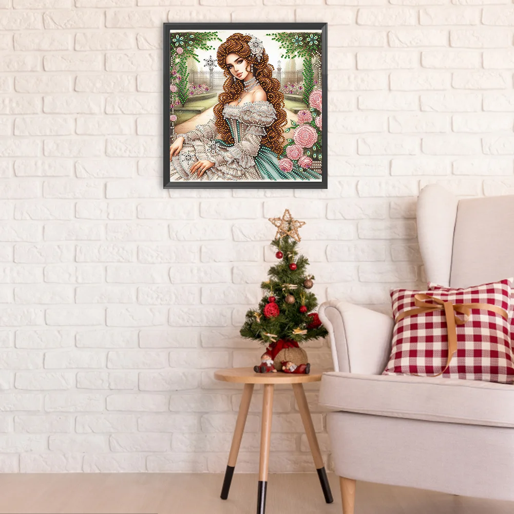 Diamond Painting - Partial Special Shaped Drill - Garden Lady(Canvas|30*30cm)