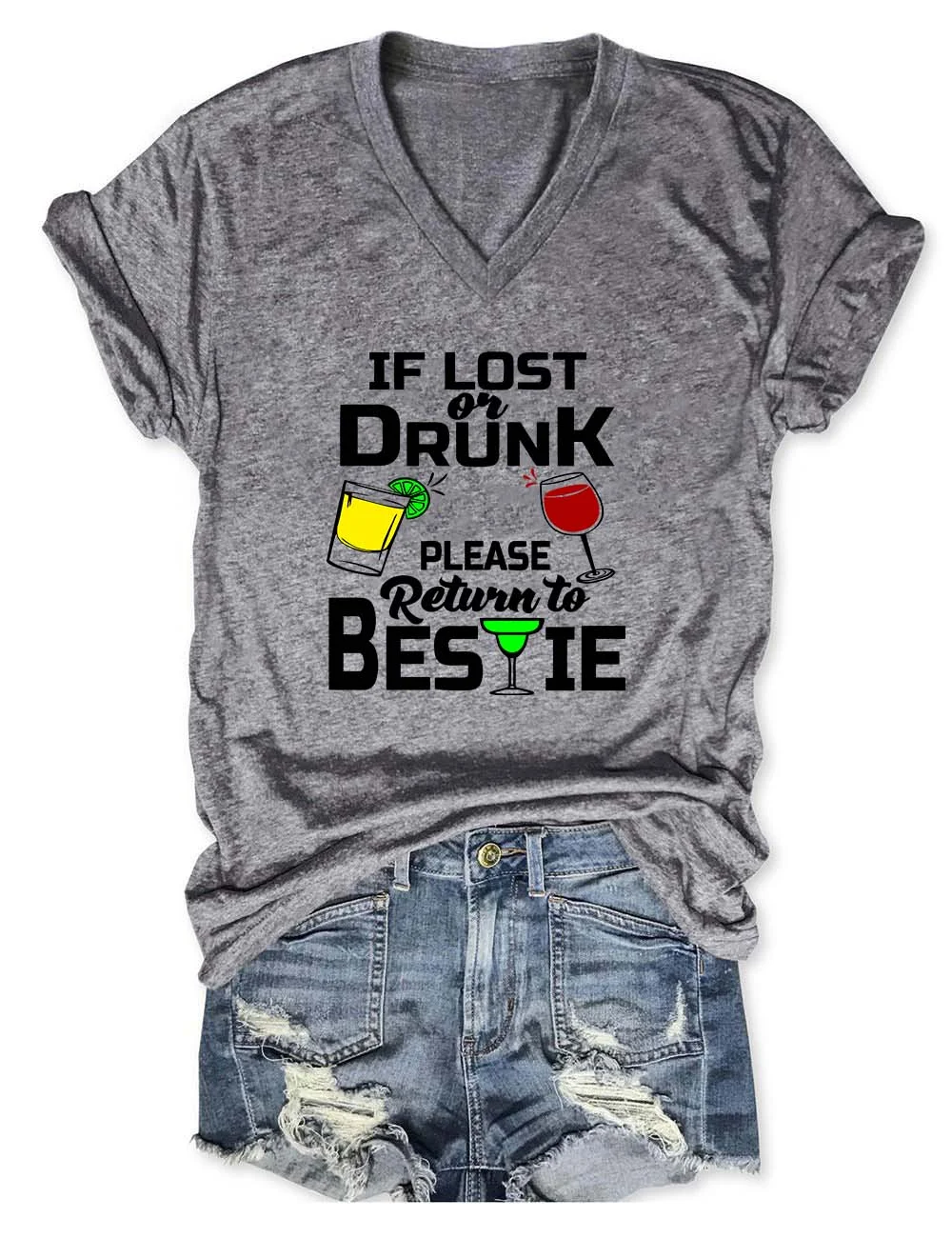If Lost Or Drunk Please Return To Bestie V-Neck T-Shirt