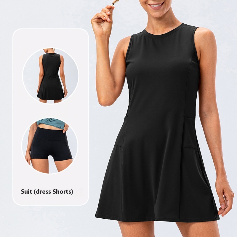 Mature Women One-piece Tennis Skirt Yoga Fitness Leisure Golf Short Skirt Two-piece Suit
