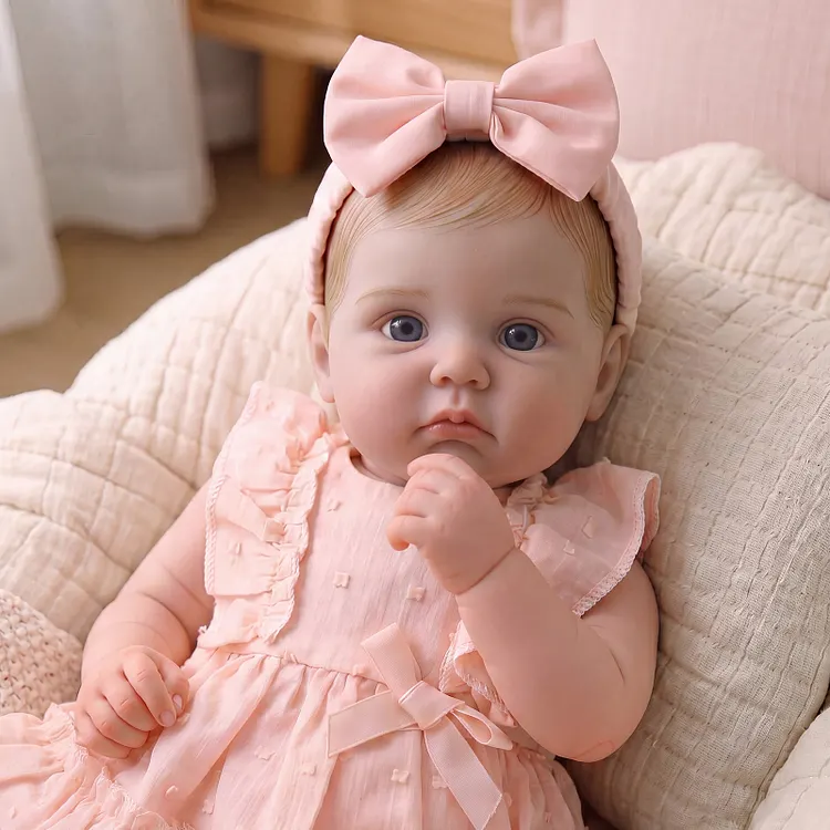 [Pre-Order] Babeside Sage 16" Silicone Baby Girl Doll in Pink Ruffle Dress &ndash; Lifelike Baby Gift
