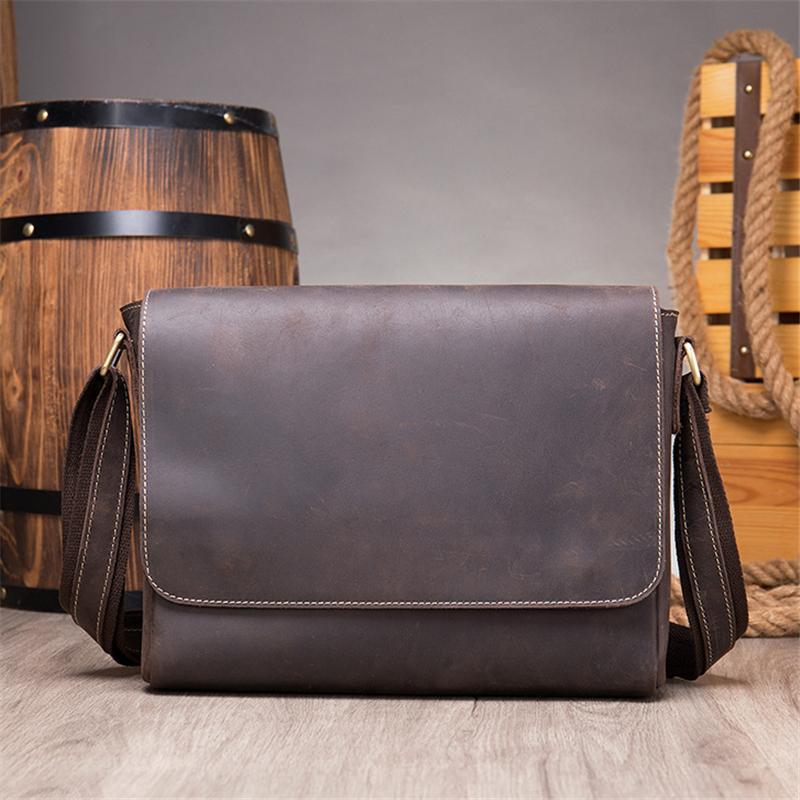 Classic Vintage Crossbody Bags Plain Leather Shoulder Bags