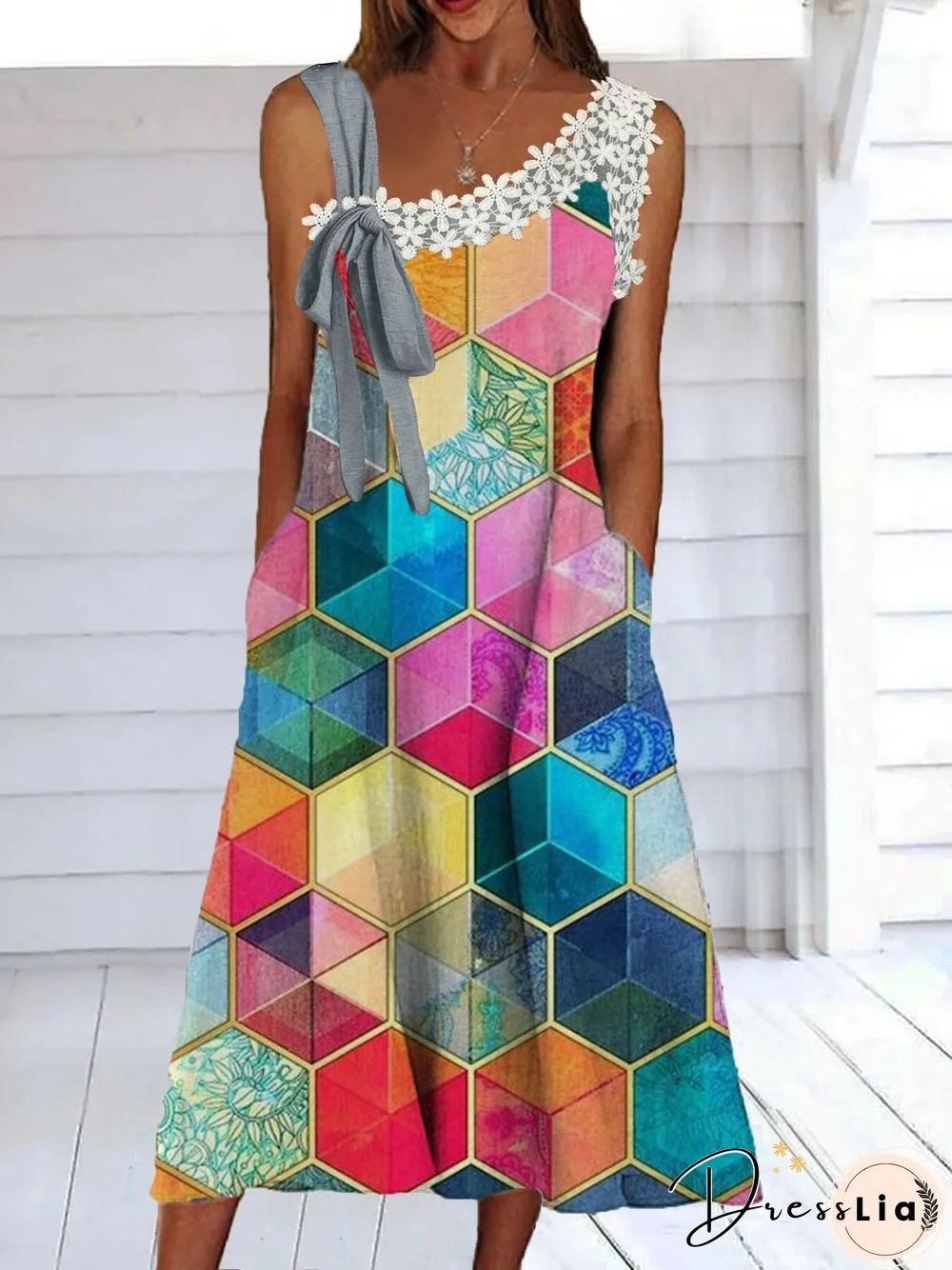 Loose Casual Geometric Dresses