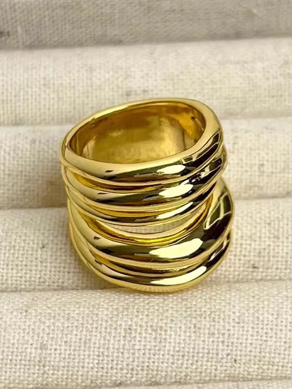 Solid Color Shiny Geometric Rings Accessories
