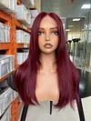 Glueless 5x5 lace closure wig straight burgundy color Pre-plucked transparent lace 20inch 180%density  Premium raw hair