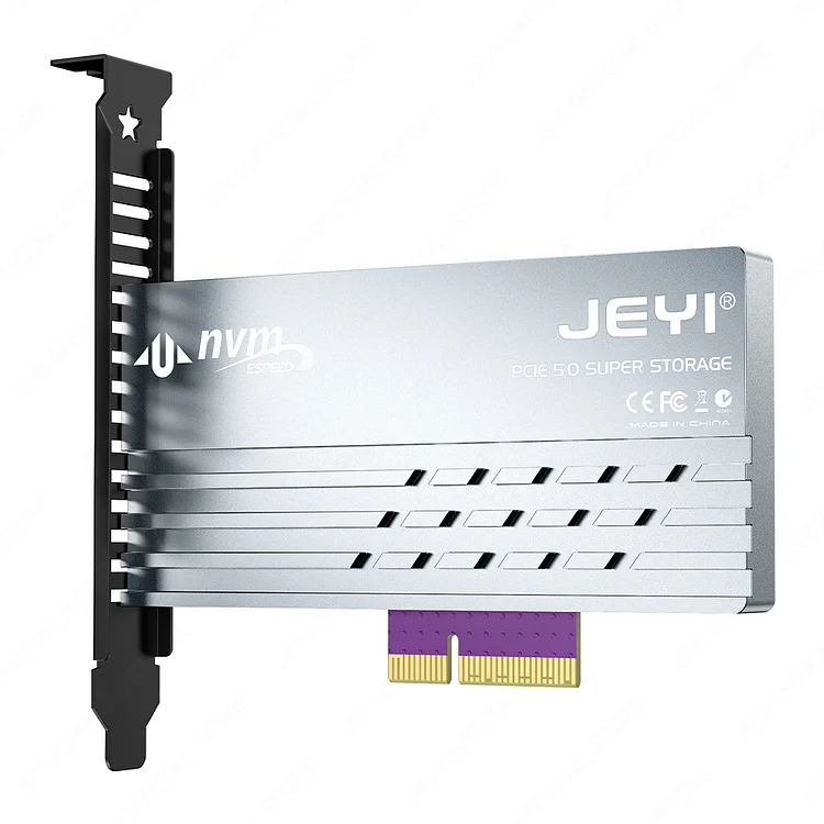JEYI PCIe 5.0 to M.2 NVMe Adapter Card, PCIE X4/X8/X16 to M2 SSD Coverter with Aluminum Heatsink for Gen5 SSDs 128Gbps PCIe 5.0