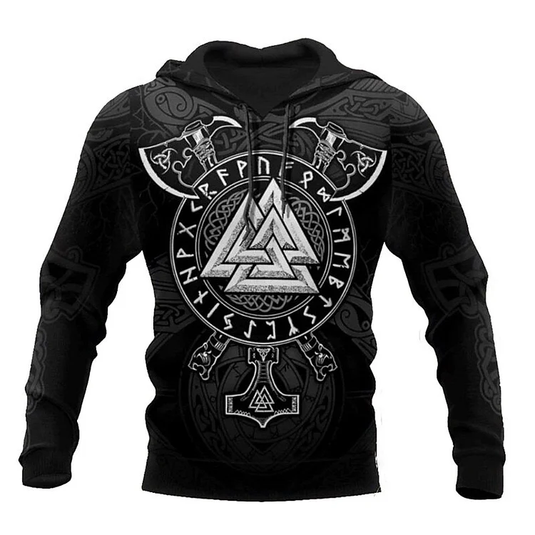 Comstylish Men'S Vintage Viking Printed Hoodie