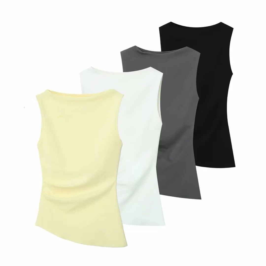 Nigikala Nigikala Women's Dressed Type Shipnecked Folded Vest White 2025 New 4424311