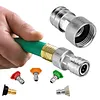 Garden Hose to Pressures Washer Adapter Leak-Proof 3/4 GHT to 1/4 Quick Connect Convert Stainless Steel Water Hose to Power Washer Connector for Car Wash Outdoor