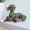 Creative Dragon Tree Succulent Planter Resin Garden Statue Decorative Plant Pot