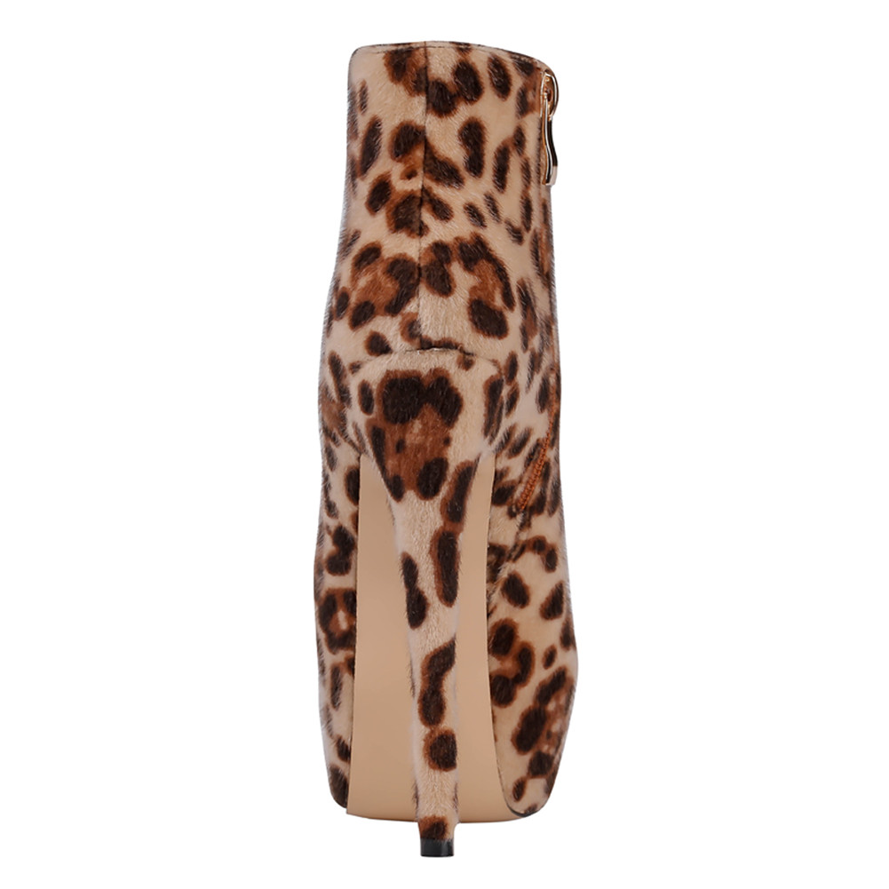 6.1" Women's Platform Ankle Boots Zipper High Heels Sued Shoes Short Booties-MERUMOTE