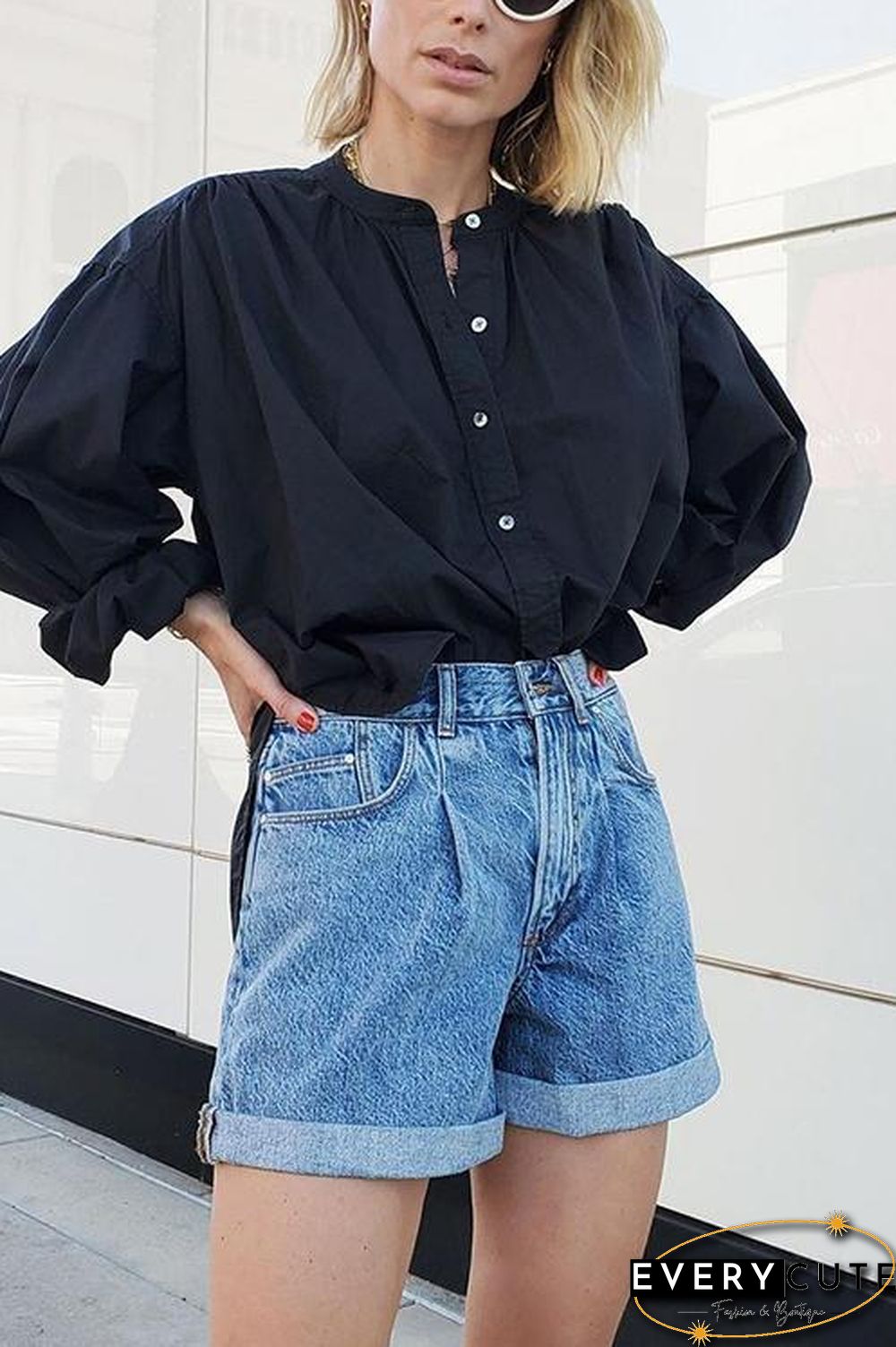 Classic Pocket High Waist Denim Shorts