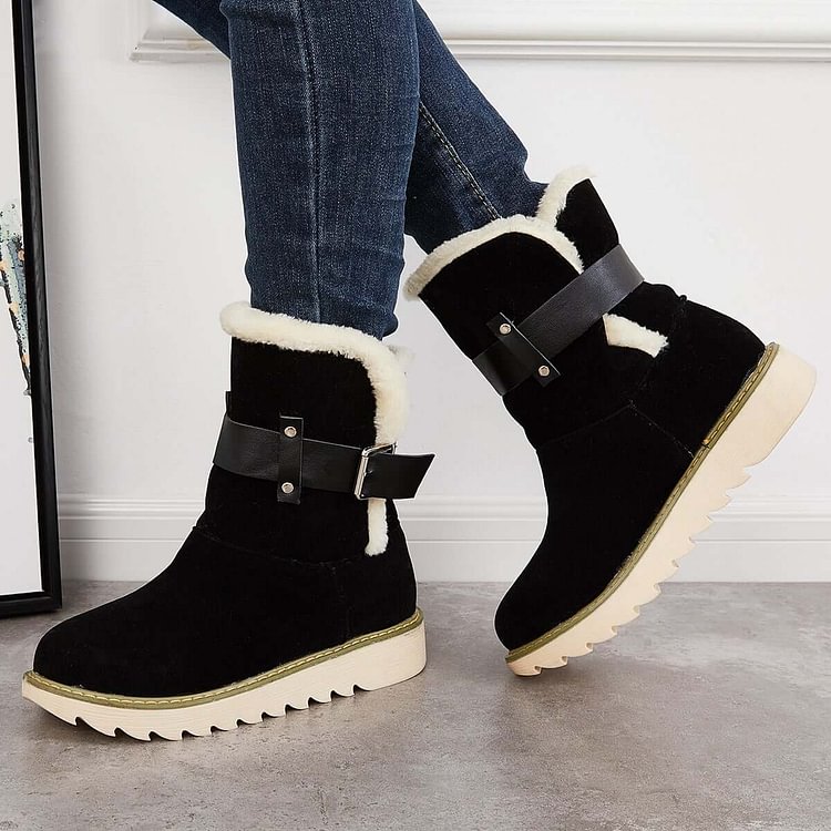 fur ankle snow boots