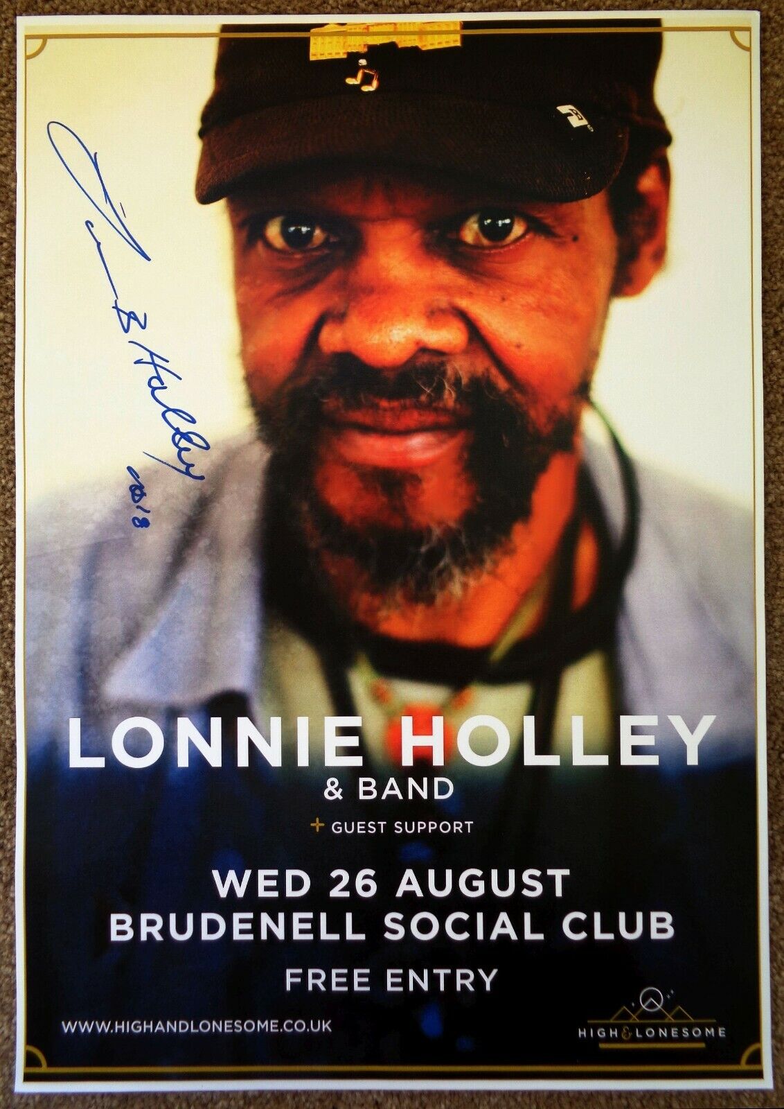 Signed LONNIE HOLLEY Gig POSTER In-Person w/proof Concert Autograph