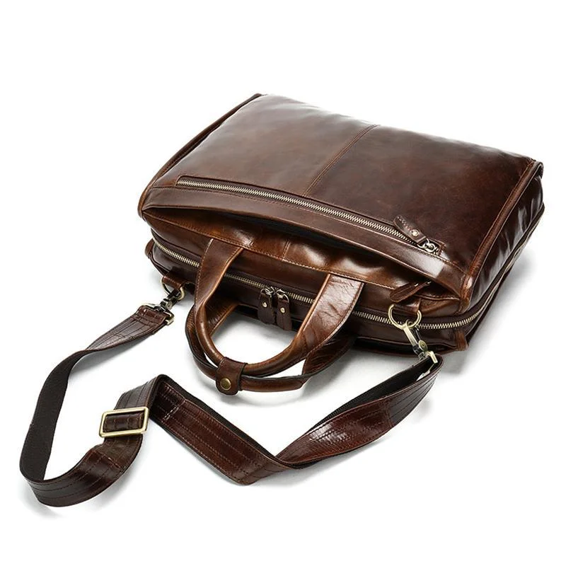 Mens Large Capacity Simple Style Vintage Business Briefcase Handbag