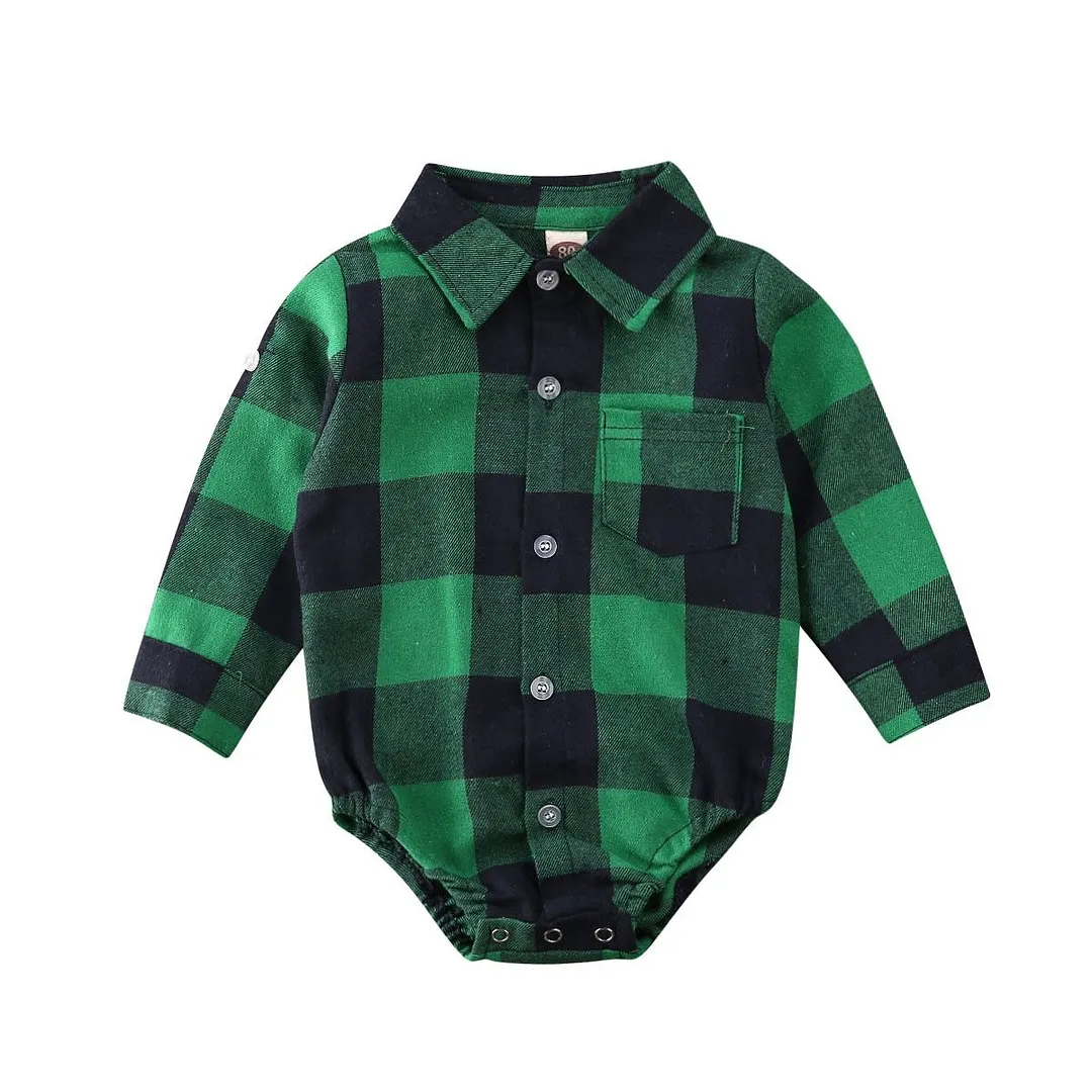 2020 Baby Spring Autumn Clothing Newborn Baby Girl Boy Bodysuits Jumpsuit Clothes Set Cotton Checked Long Sleeve Outfits Set
