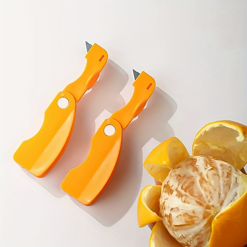 Essential Kitchen Creative Cutter 2pcs Easy-Grip Orange Peeler - Durable Plastic, Foldable Handle for Lemons & Grapefruits - Essential Kitchen Tool, Creative Cutter, Vegetable, Small Tool