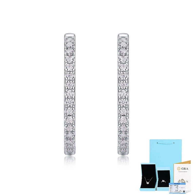 1 Pair 925 Sterling Silver Moissanite Geometric Earrings