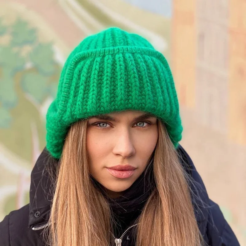 Zingj Zingj Wool Hat Female Autumn And Winter Personality Knitting Hem Warm Lash Knit Cap